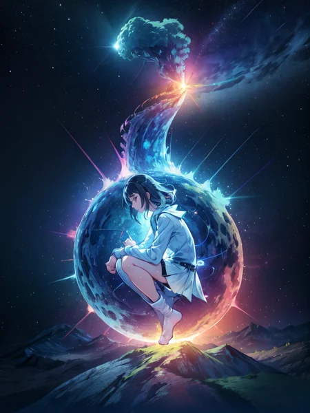 anime, ah1, best quality, amazing quality, best aesthetic, absurdres, <lora:expressive eyes:0.2> expressive eyes, <lora:eyedetailpxl:0.2> eyedetailpxl, illustration, Volumetric_Lighting, ultra-detailed, very aesthetic, intricate details, 8k, masterpiece, best_quality, (Eye-level angle (from the side) view medium Close shot (focus on knees)),  Stable_Yogis_PDXL_Positives, <lora:TREE:0.4> bioluminescence, glowing tree, magic forest, <lora:Vibrance:0.4>, <lora:colorful_mix_0.1:0.4> colorfulmix, multicolored, <lora:colorfixSD1:0.4>, <lora:ambiance:0.4>, <lora:20240526-1716718108429:0.4> fluorescence,