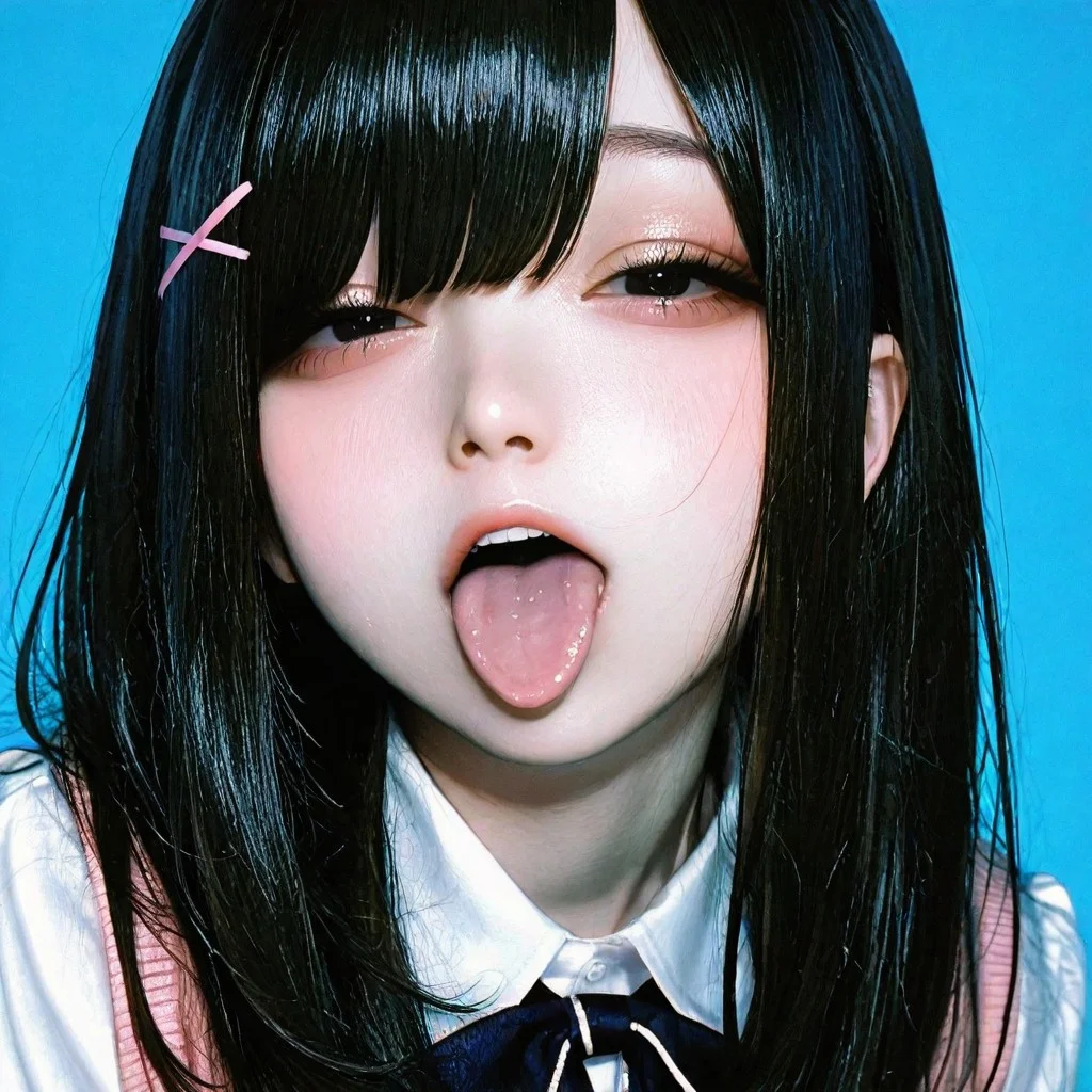 , raytracing, very awa, high resolution, official art, realistic, masterpiece, best quality, film grain, film still, realistic,photorealistic, super detailed skin, realistic skin, realistic human skin, realistic skin tones, Three-dimensional skin, (simple blue background:1.4),
BREAK
, korea girl cosplayers, taiwan girl cosplayers, japanese girl cosplayers, virtual youtuber, hololive, nijisanji.jp, (ars almal:0.8), (suzuhara lulu:0.8), (houshou marine:0.8),
BREAK
, kawaii girl, jiraikei face, petite, front view, big eyes, looking at viewer, ((black hair)), ((long hair)), ((black eyes)), school uniform, half-closed eyes,
BREAK
(Pose:0.0), open mouth, half closed eyes, tongue out,