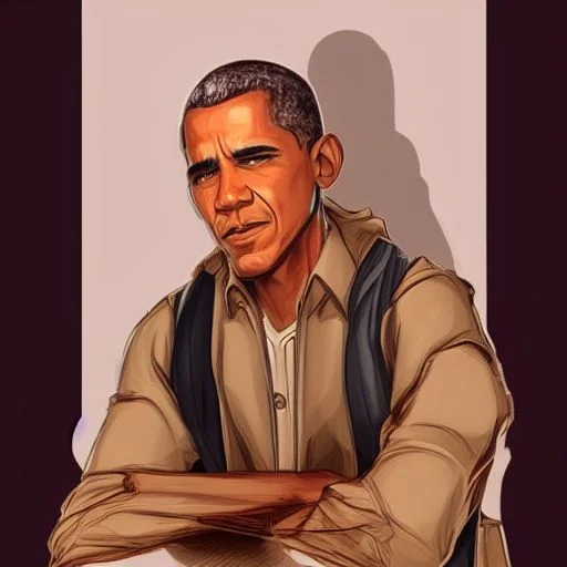 obama, smoking a cigarette, ulttra-detailed, dishonored-portrait-styles style