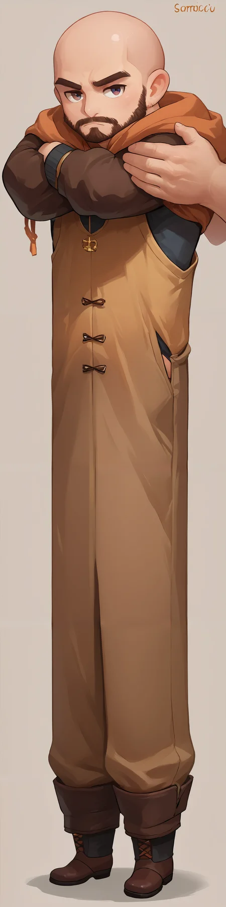 score_9, score_8_up, score_7_up, IncrsXLLCM, 1boy, full body, Savva, chibi, bald and beard man, <lora:ZEL\Savva_2.safetensors:0.6:1> <lora:ENCHANCE\XL_lora_offset_02.safetensors:0.3:1> <lora:PONY\LongCatMeme_XLPD.safetensors:1:1> <lora:ENCHANCE\add-detail-xl.safetensors:0.6:1>