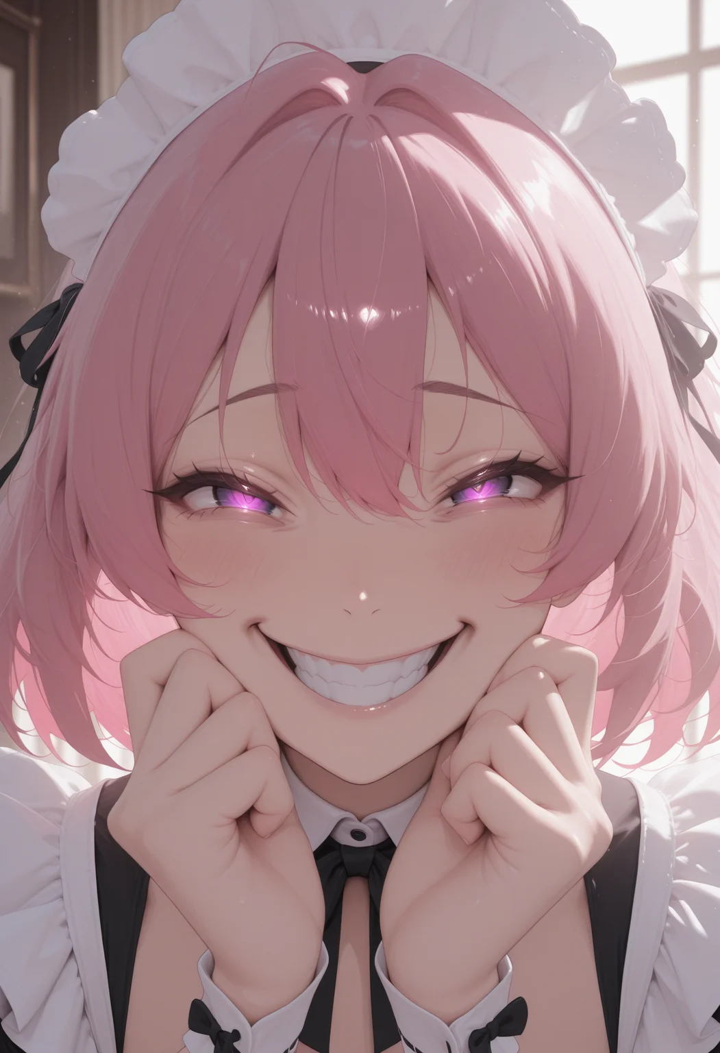 (masterwork, masterpiece, best quality, hyper-detailed, 8k uhd:1.4) 1girl,solo, CivChan, pink hair, purple eyes, <lora:CivChan_Illustrious:0.9> quality: masterpiece, extremely aesthetic, highly detailed, vibrant colors, vivid colors, saturated, crazy smile, maid outfit, (millionaire:1.4)