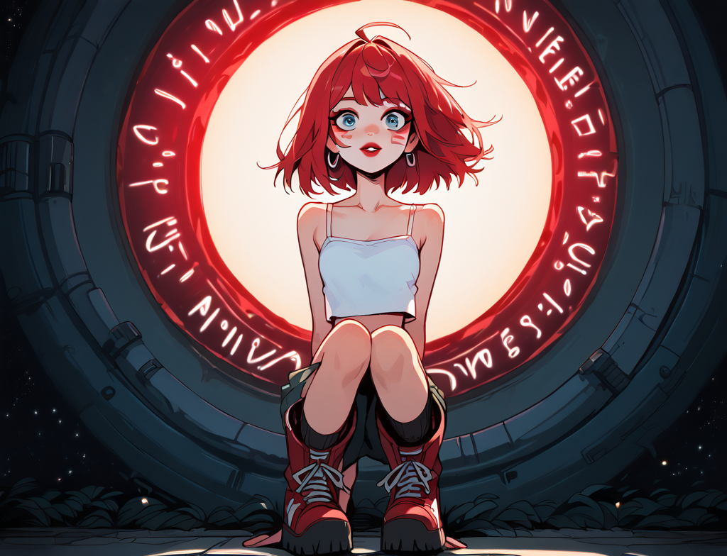 (score_9,score_8_up,score_7_up:1), 1girl, full body, center pov angle, ambient lighting, excited, (Holiday, red lipstick, silver jewelry, silver piercings, white mascara, red eyeshadow), <lora:veiny-breasts-ponyxl-lora-nochekaiser:1>, (skinny), christmas hair color,  (albino oiled skin), (crawling), space <lora:sm0k3XLP:0.8>, lighter, smokers lounge, (<lora:goth_clothes:1> white crop top, white platform boots), <lora:Eldritch_Universe_Style:1>