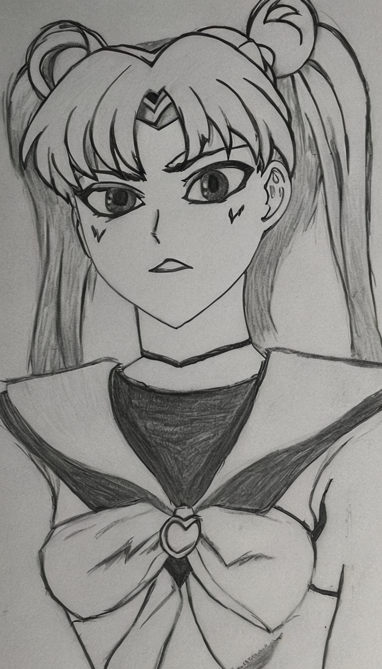 sailor scout <lora:DD-Drawing-XL:1> black and white drawing