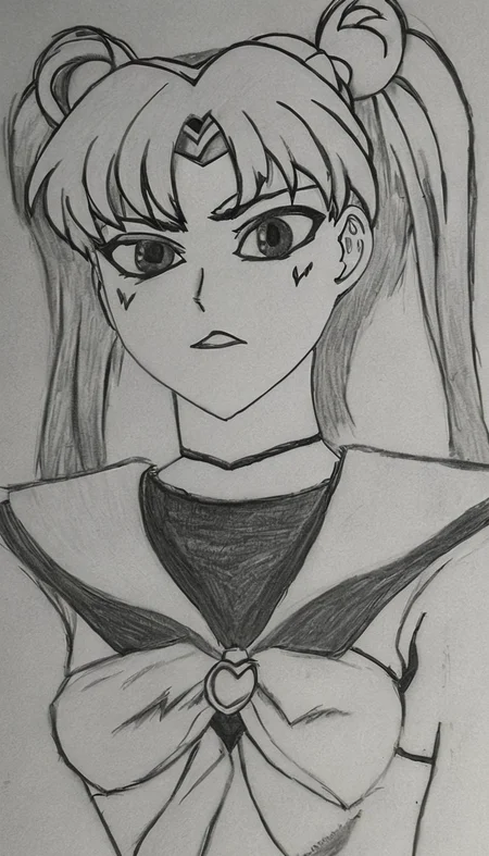 sailor scout <lora:DD-Drawing-XL:1> black and white drawing