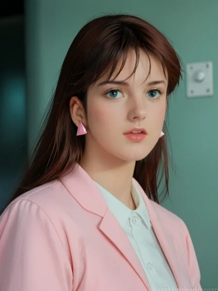 score_9, score_8_up, score_7_up, realistic, miakoji, mia, ronin warriors, <lora:Mia_Koji:1>, 1girl, solo, earrings, jewelry, blue eyes, retro style, brown hair, long hair, 1980s (style), open mouth