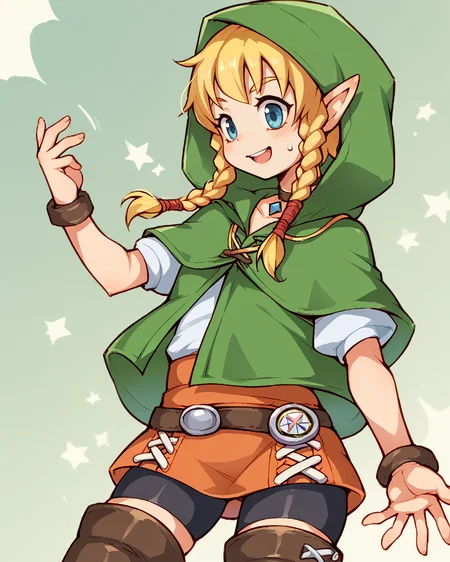 score_9, score_8_up, score_7_up, source_anime, solo, 1girl, linkle, nintendo, the legend of zelda, braid, twin braids, choker, thigh boots, zettai ryouiki, hood, <lora:linkle_PDXL-000001:1> <lora:lasto_PDXL:1>