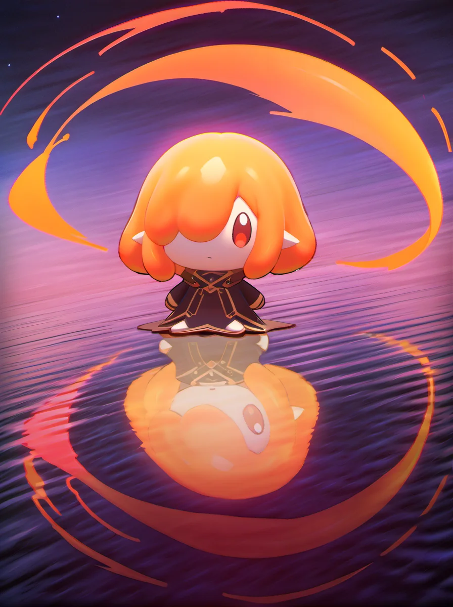 palworld-flambelle, <lora:palworld_flambelle_xl_lora_v3:0.8>, chibi,
1girl, (solo:1.1), anzhcdreamwave, aesthetic, 8k unreal engine photorealism, ethereal lighting, purple, nighttime, darkness, surreal art, fantasy, glowing, Combine vibrant splashes of red, blue, yellow, and green, with swirling motions and color leaks to create an explosive and chaotic effect, broken glass, reflection, elf, jewelry, upper body, (Glitching, glitch:1.2),