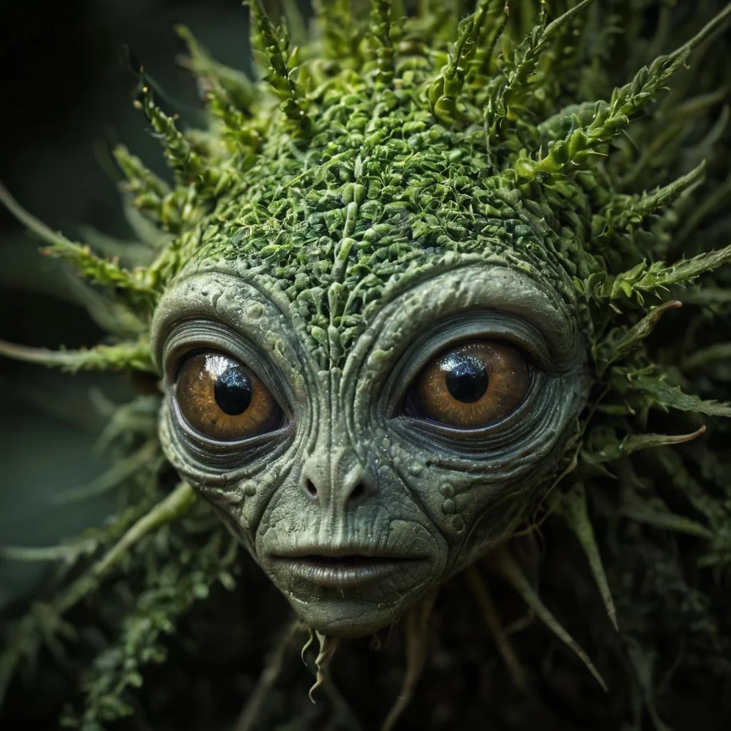 Macro view of an alien plant, small, hidden gorgeous details, pure detailed human eyes, amazing highlights, deep shadows