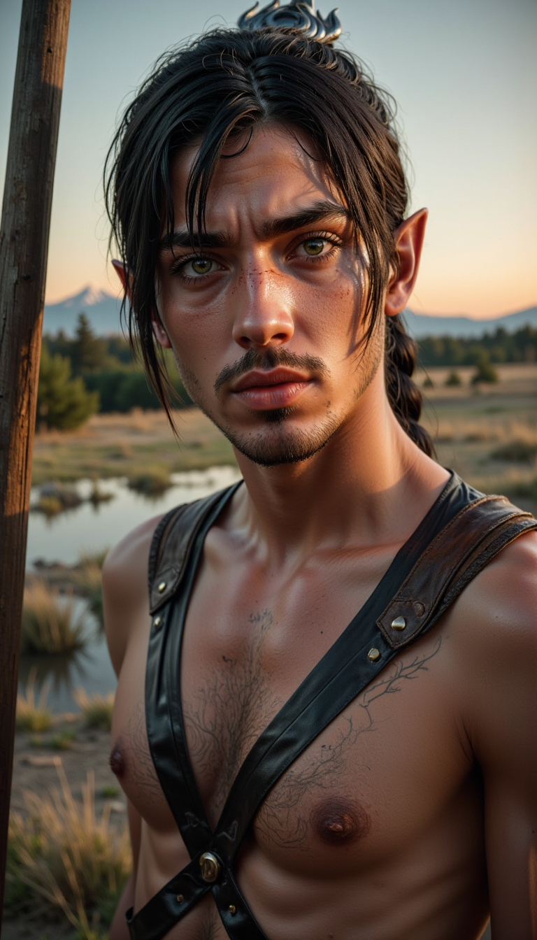 A realistic photo of a Sh4d0wh34rt man