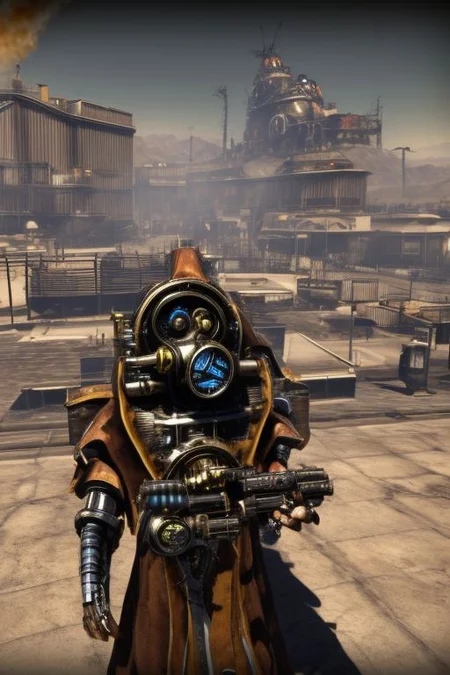 ((masterpiece,best quality)), absurdres, BREAK
mechanical arms, robes, hood, BREAK
((techpriest)), cyborg, mechanical face, mechanical limbs, gas mask, mechanical tentacles, (mechanical backpack), BREAK
1other, solo, holding pistol, firearm, handgun, pistol, gun, BREAK
factory background, smoggy sky, air pollution, smokestacks, BREAK
(newvegaschar)