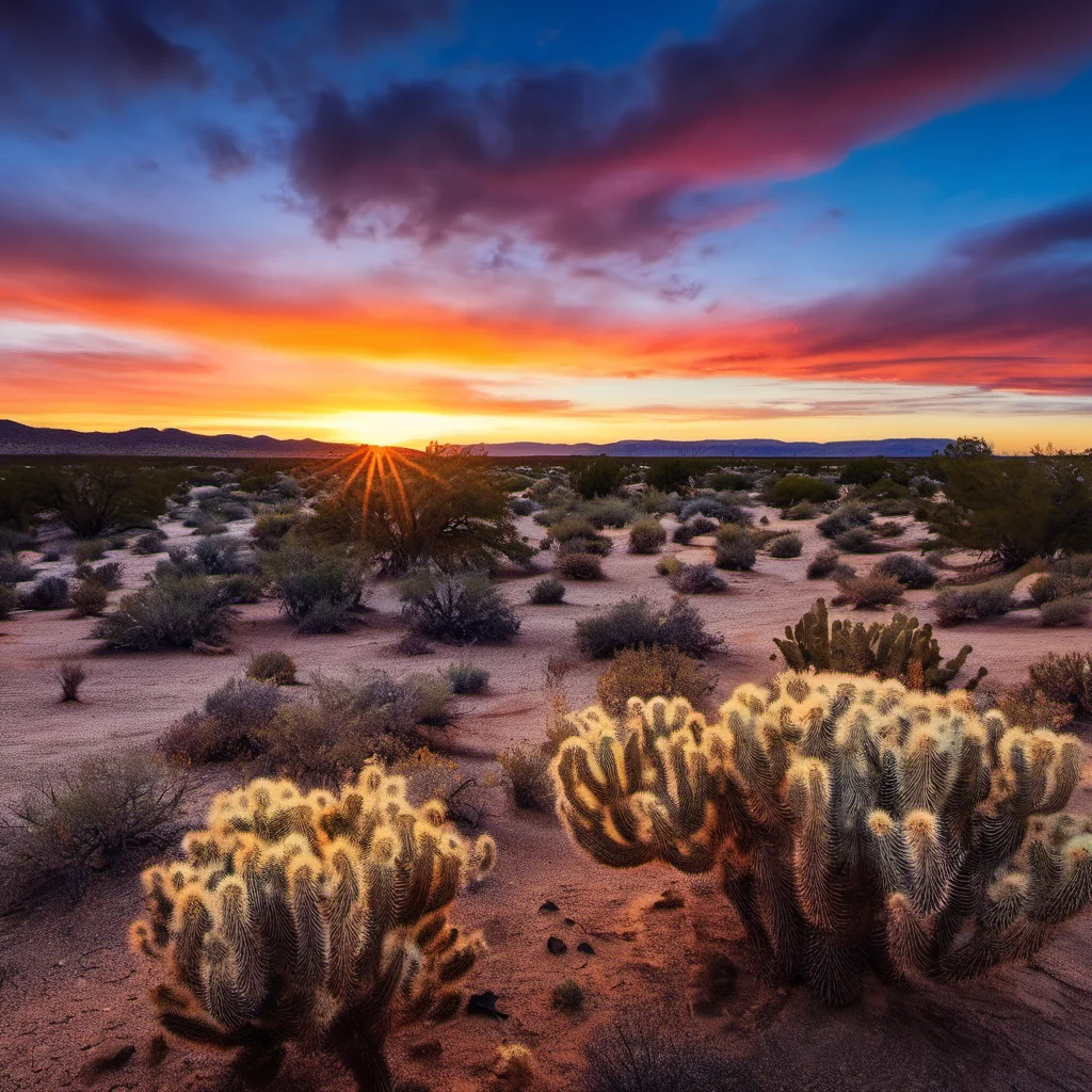 cinematic still, an epic sunset, street view of a desert, nature, vibrant, realistic, professional photograph, 8k, scenery, <lora:HDRv1:1>