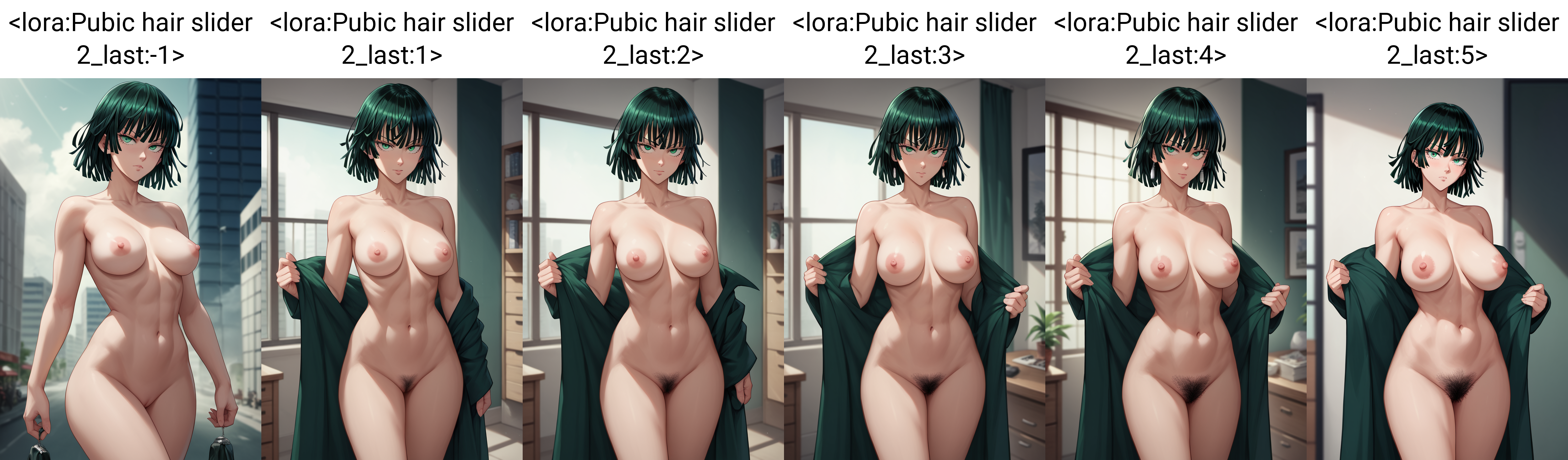 score_9, score_7_up, 1girl,   standing, looking at viewer, nude,      <lora:Pubic hair slider 2_last:-1>  fubuki \(one-punch man\),