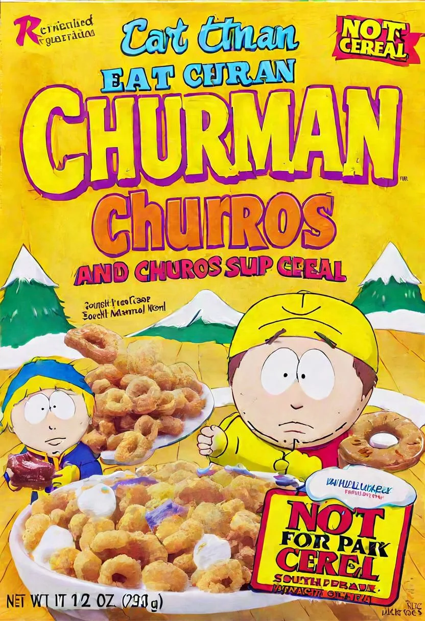 Cartman eat Churros and Maple Syrup Cereal, South Park Cereal for Not for Kid