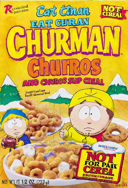Cartman eat Churros and Maple Syrup Cereal, South Park Cereal for Not for Kid