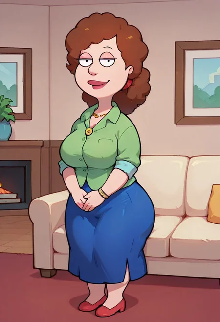 score_9,score_8_up,score_7_up,score_6_up,best quality, 1girl, solo, living room, couch, indoors,
BREAK
unnamed girl, brown hair, black eyes, (mature female:1.5), (plump:1.2), large breasts, gigantic ass, gigantic hips, green sweater, rolled up sleeves, blue skirt, shoes, own hand together, smile, looking at viewer, long skirt, half-closed eyes, necklace,
