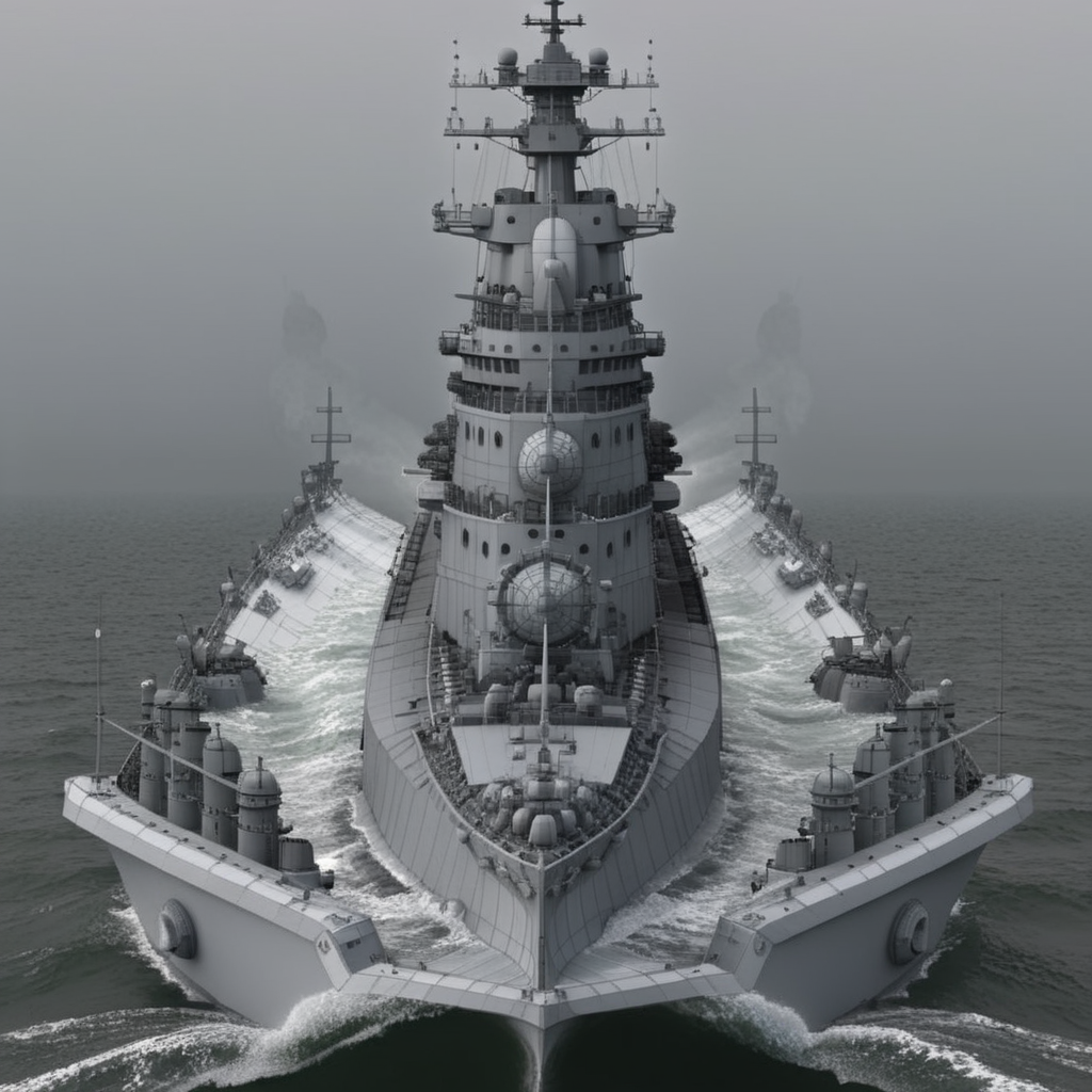 <lora:3dpolygonStyle:1>,3dm,monochrome,grey  grid color matching,Create a 3D animation style image of a the battleship