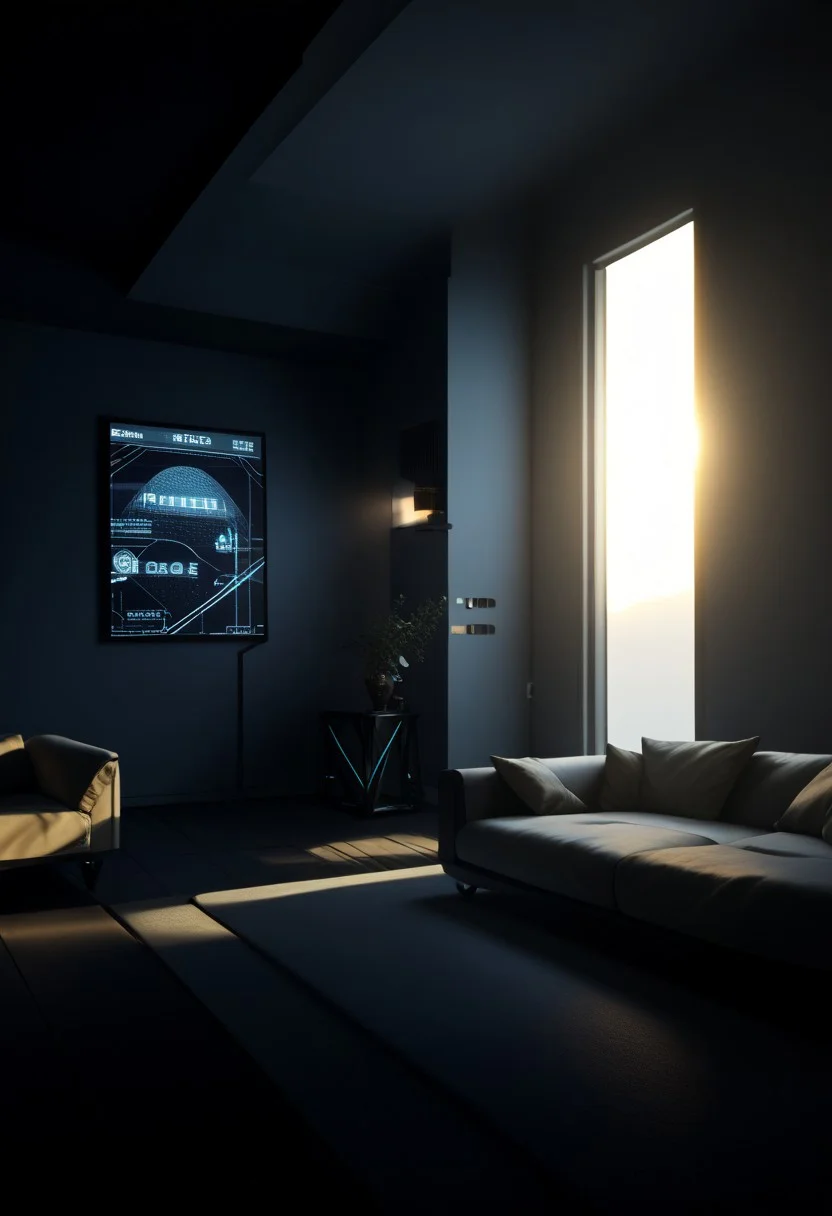 EnD_CyberFutureLandscape Style, futuristic dining room setting, specular highlights, side lighting, extreme light and shadow, cinematic lighting, cinematic angle, natural lighting, score_9, score_8_up, score_7_up, score_6_up, score_5_up, score_4_up,
