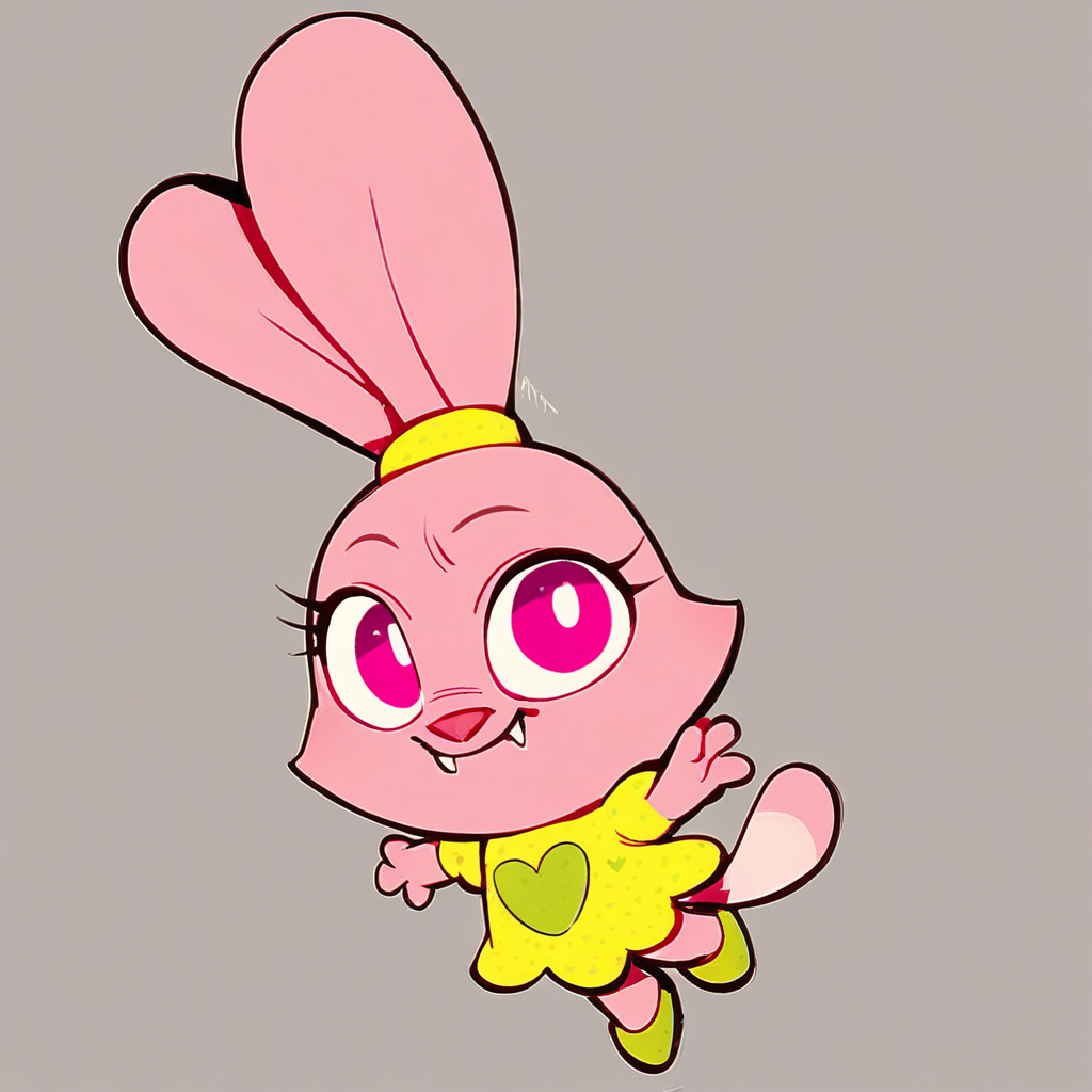 score_8, score_9, panini, rabbit ears, pink eyes, fangs, dress, tail