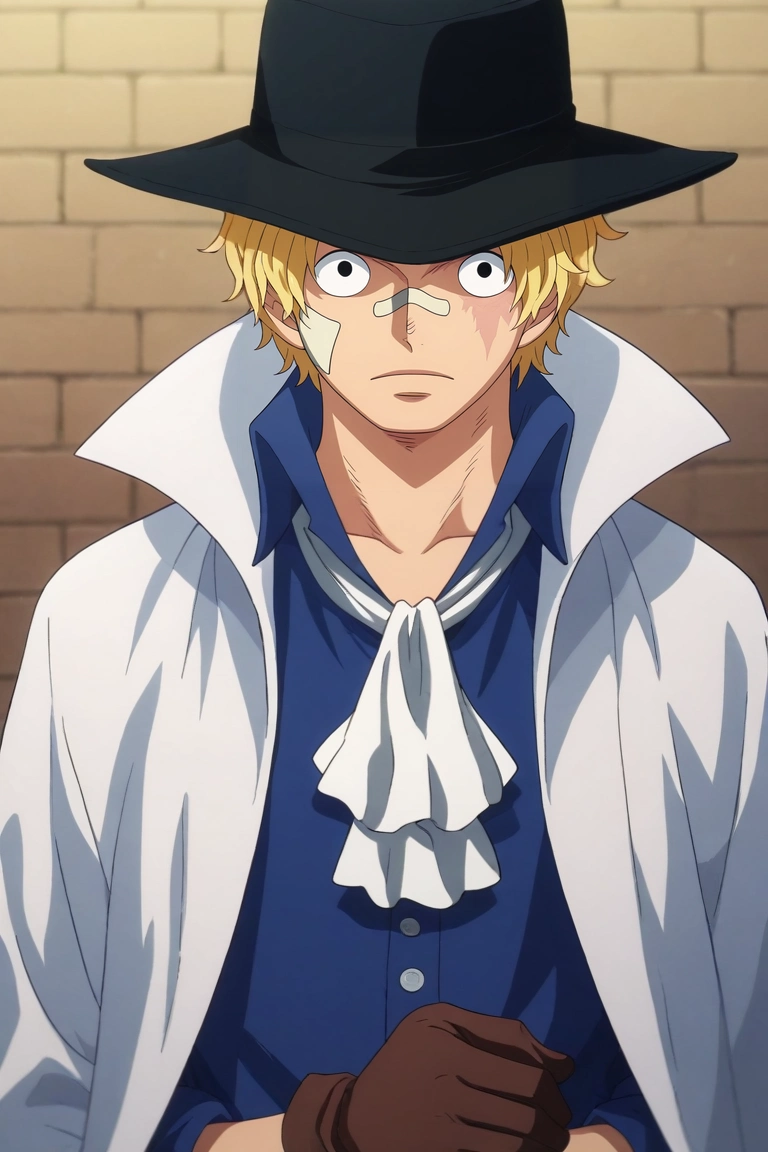 score_9, score_8_up, score_7_up, , rating_safe, intricate details, semi-realistic, looking at viewer, depth of field, 1boy, solo, male focus, <lora:sabo_one_piece_pony:0.92>, sabo_one_piece, blonde hair, black eyes, short hair, scar across eye, bandaid on face, , brown gloves, black headwear, white ascot, coat, blue shirt, , , <lora:sdxl_lightning_8step_lora:1>