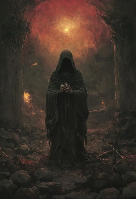 Capturing serenity amidst boundless solitude: a powerful image of a buxom feudal ninja, draped in flowing feudal garb, large sedge-hat, evil lcross sign strong bright Satan aura ,meditating in lotus position upon an endless, , sunless expanse. As she hovers, an aura emanates from her, growing in intensity as it extends beyond her Till it explodes in the far, reminiscent of expanding ripples of sound. evil lcross sign strong bright Satan auraThe neon hues of her aura paint the air, a vivid testament to her inner strength and focus.
creating a hyperpunk scene with desaturated translucent DARK Red and beige details, colorful (polaroid:0.7) with vibrant colors, (vacations, high resolution:1.3), (small, selective focus, european film:1.2), (sexual advance:1.1), ,end of hopes ,silence, extremely detailed,dark,sad, easynegative, digital artwork by Beksinski, extremely detailed, dark, chiaroscuro, low-key,in the style of Kelly Slater ,style by Kelly Slater,closeup,digital artwork by Beksinski, style of Kelly Slate