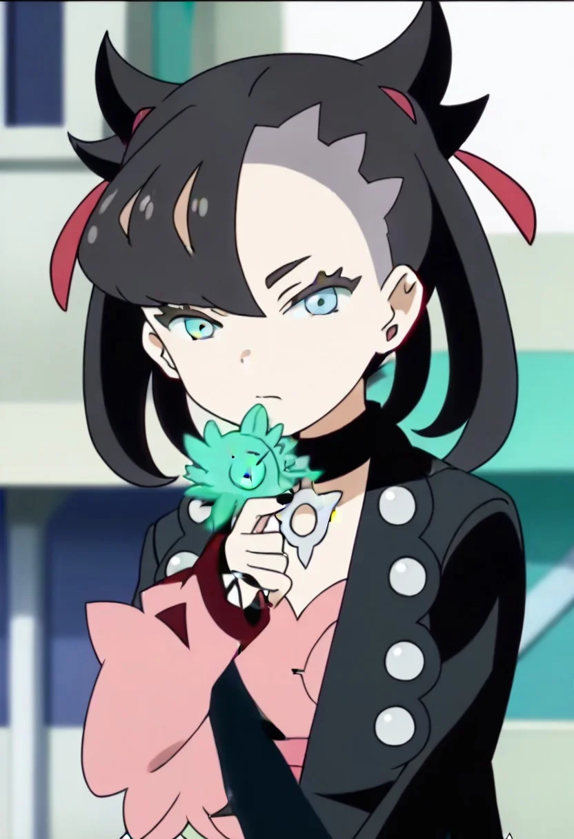 <lora:PokemonMarnie-v2-06:0.7>, ChopioMarnie, black hair, medium hair, twintails, undercut, pink hair ribbon, asymmetrical bangs, aqua eyes, eyelashes, pink earrings, (looking at viewer:1.3),
black nail polish, (looking at viewer:1.3),,,,,,anime coloring, anime screencap, 1girl,Solo ,, anime,,,,official art, Uncensored ,Unedited ,,,,,,,,,,,,,,, ,,,,,,,,,, ,,,,,,,,, , ,, , ,,,, ,,,, ,,,,, ,,,,,,,,, , ,,,,,,,,, , ,,,,,,,,,,,,,,