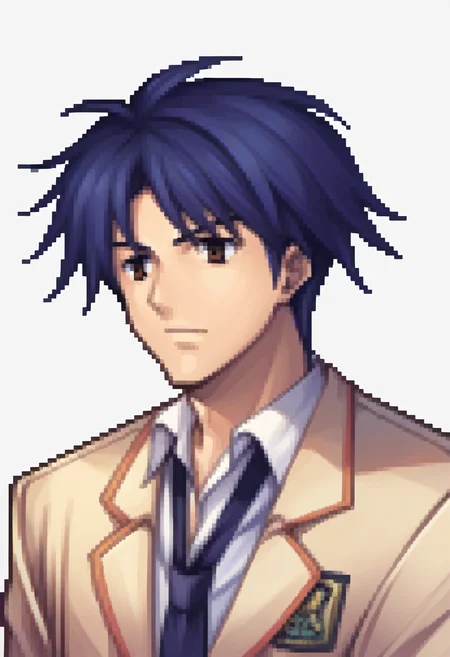 score_9, score_8_up, score_7_up, source_anime BREAK 1boy, solo,
<lora:zs_FEDSPortraitsXL:1> fedsportraits, portrait, white background
<lora:zs_TakumiXL:1> takumichaos, short hair, blue hair, brown eyes, blazer, shirt, blue necktie,