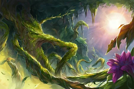 8K, score_9, score_8_up, score_7_up, acient ruins, powerful, the lush jungle, dense forest, expensive jewelry, BREAK , green life magic, volumetric lighting, in the wilds, lots of vines, beautiful face, zPDXL , detailed face, realistic, lens flare, low wide angle, (sharpness in detail:1.1), Canon EOS 5D Mark IV, masterpiece, 35mm photograph, <lora:add-detail-xl:0.6>