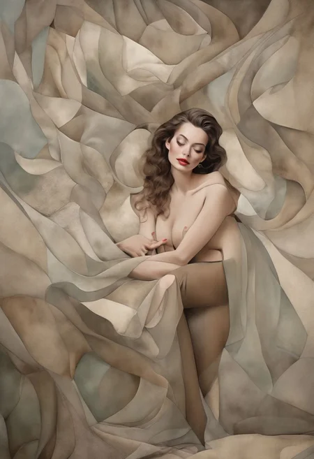 Step into the pinup world with a playful prompt for a super realistic image featuring the rather attractive woman. Envision a shapely and curvaceous figure holding a ((muted sage) mug of coffee. Cinematic details in 32k Ultra HDR high quality, capturing every crisp detail in a super realistic and high-detailed visual experience healthy woman age 25 who is attractive supermodel, full body in frame head to toe, good anatomy, Voluminous Long wavy brown Hair, wearing sage & walnut "sheer pajamas & matching knee length robe", seductive pose one leg extended, appropriate proportions, sensual lips, flirty look on face, arms extended, eyes open, sexy gothic laboratory setting, natural breasts, perfect anatomy, perfect face, detailed face, perfect detailed fingers, perfect legs,  surrounded by smoke, Wide Angle, flirting, hayl3y-001
