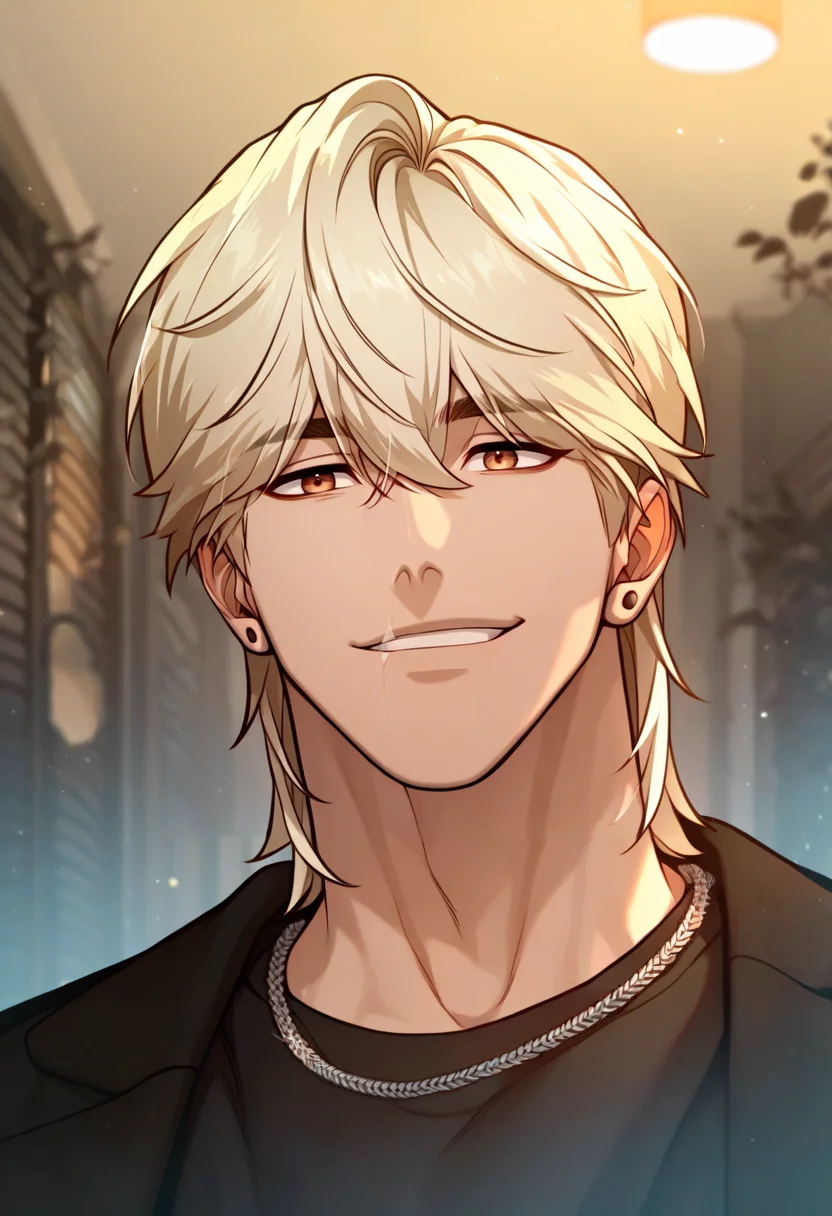 1boy, male focus, solo,
<lora:Character - Questism - JaehaHanPony-40:1> jaehahan, blonde hair, brown eyes, necklace, stud earrings,
,((zPDXL)), score_9_up, score_8_up, score_7_up, score_6_up, score_5_up, score_4_up, best quality, amazing quality, best aesthetic, amazing aesthetic, absurdres, year2023, uncensored, very nsfw, official art, official style, depth of field, detailed eye,
night, indoors, black shirt, jacket, ruins, smirk,
<lora:Style - Expressive_H-000001:1> expressiveh