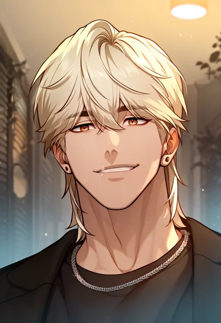 1boy, male focus, solo,
<lora:Character - Questism - JaehaHanPony-40:1> jaehahan, blonde hair, brown eyes, necklace, stud earrings,
,((zPDXL)), score_9_up, score_8_up, score_7_up, score_6_up, score_5_up, score_4_up, best quality, amazing quality, best aesthetic, amazing aesthetic, absurdres, year2023, uncensored, very nsfw, official art, official style, depth of field, detailed eye,
night, indoors, black shirt, jacket, ruins, smirk,
<lora:Style - Expressive_H-000001:1> expressiveh