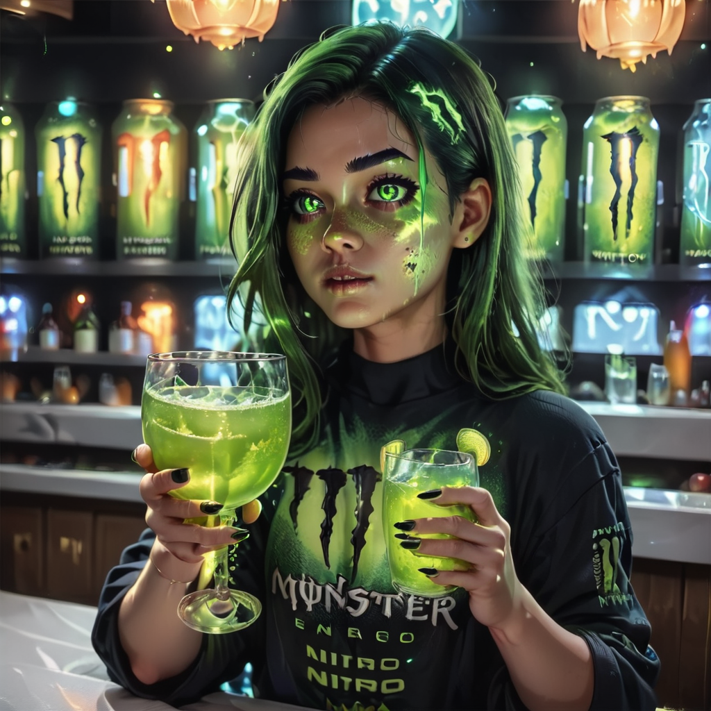 score_9, score_8_up, score_7_up, score_6_up, score_5_up, score_4_up,  <lora:MonsterNitroPony:0.8>,NitroEnergy,solo,holding,cup,1girl,glowing,drinking glass,glass,1girl,drinking