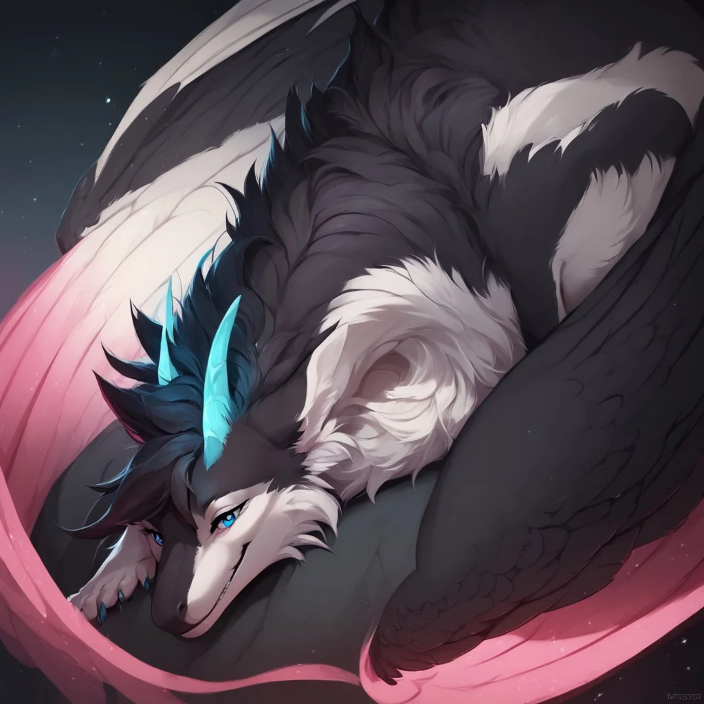 score_9, score_8_up, score_7_up, score_6_up, semi-realistic artwork, high quality, vibrant colors, best quality rendering, intricate details, high resolution, sharp focus, best render quality,Kluclew_Art,solo,fully body view
1girl,EnderMoonfur,furry,furred,dragon,blue horns,blue eyes,two-toned fur,black fur,white body,wings,feathered wings,long tail,feral