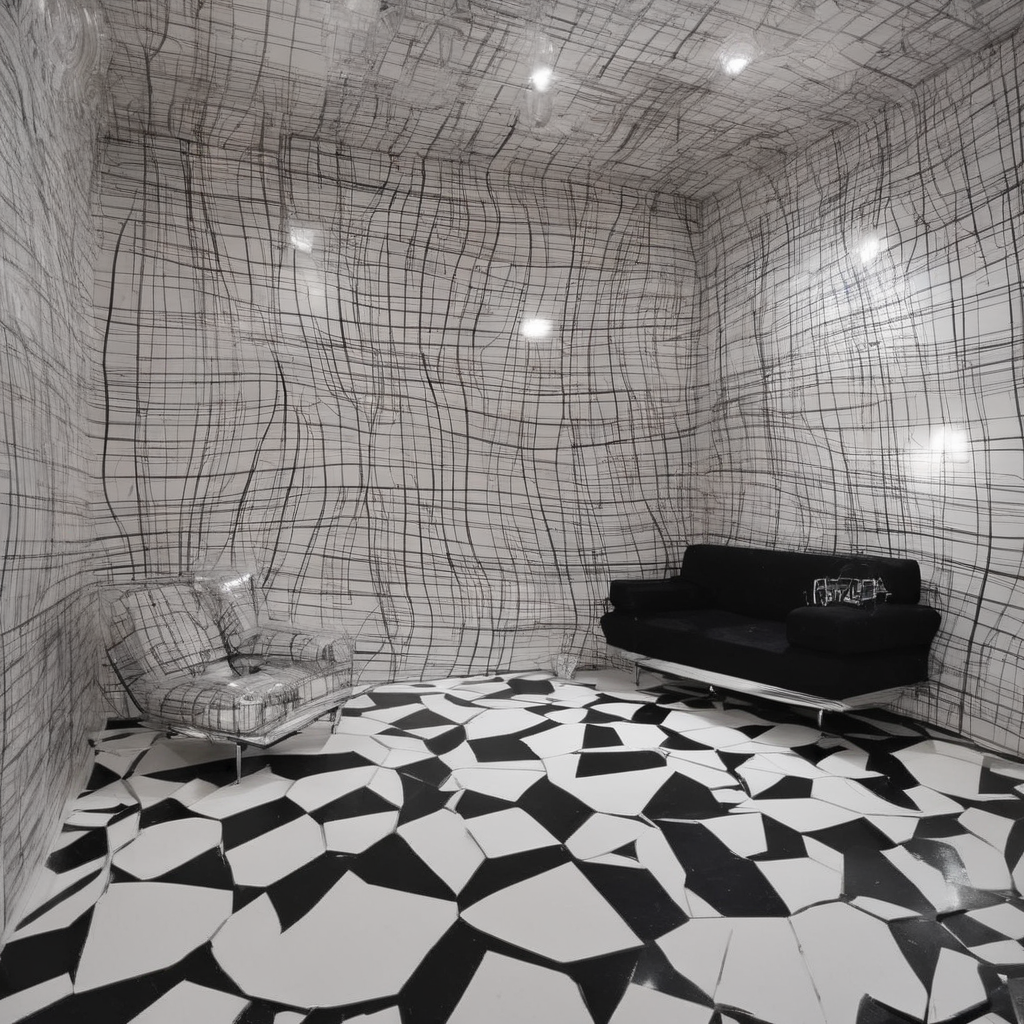 <lora:SDXL_Black_White_Sa_May_50:1> black and white line a  room