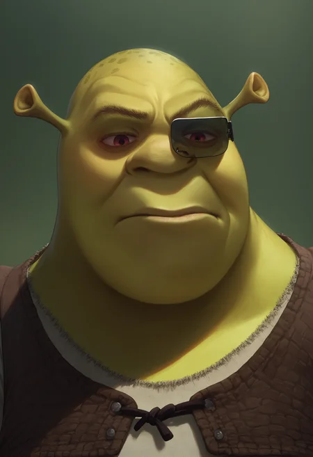 score_9, score_8_up, score_7_up, source_anime, 1boy, scouter, tinted eyewear, <lora:Scouter_XLPD:1>, upper body, <lora:Shrek_XLPD:1> shrek, green skin
