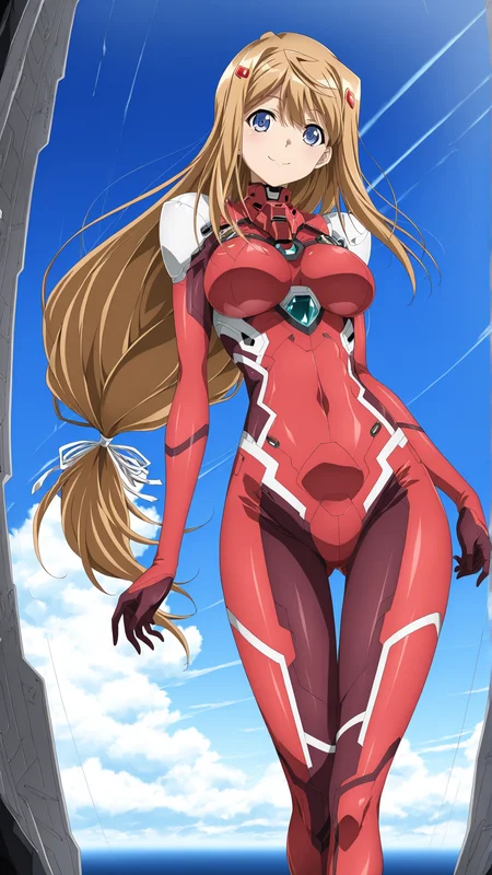 masterpiece, best quality, anime coloring, science fiction, on flight deck
1girl,solo,smile,
<lora:Akao-Hiiragi_lL_v01:1> akao-hiiragi, low-tied long hair, red bodysuit, pilot suit, thigh gap, skin tight