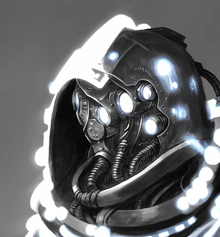 cybernetic hed in a hood <hypernet:Mechanicus1:1>