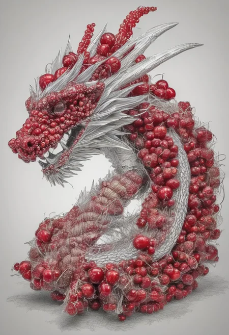 (((A fabulous dragon made of cherry berries)))