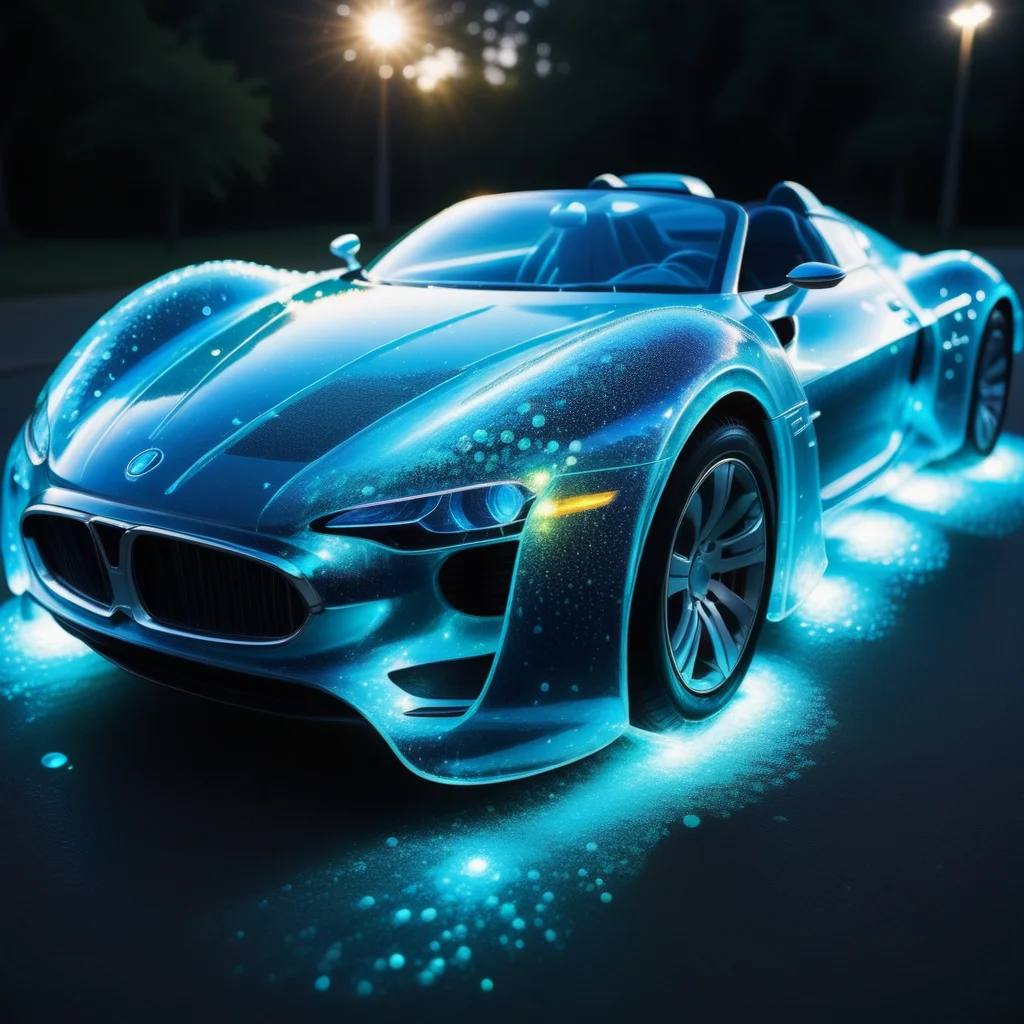 a sportscar made out of Jed-Bwtrspkl, <lora:BioWaterSparkleStyle:1>