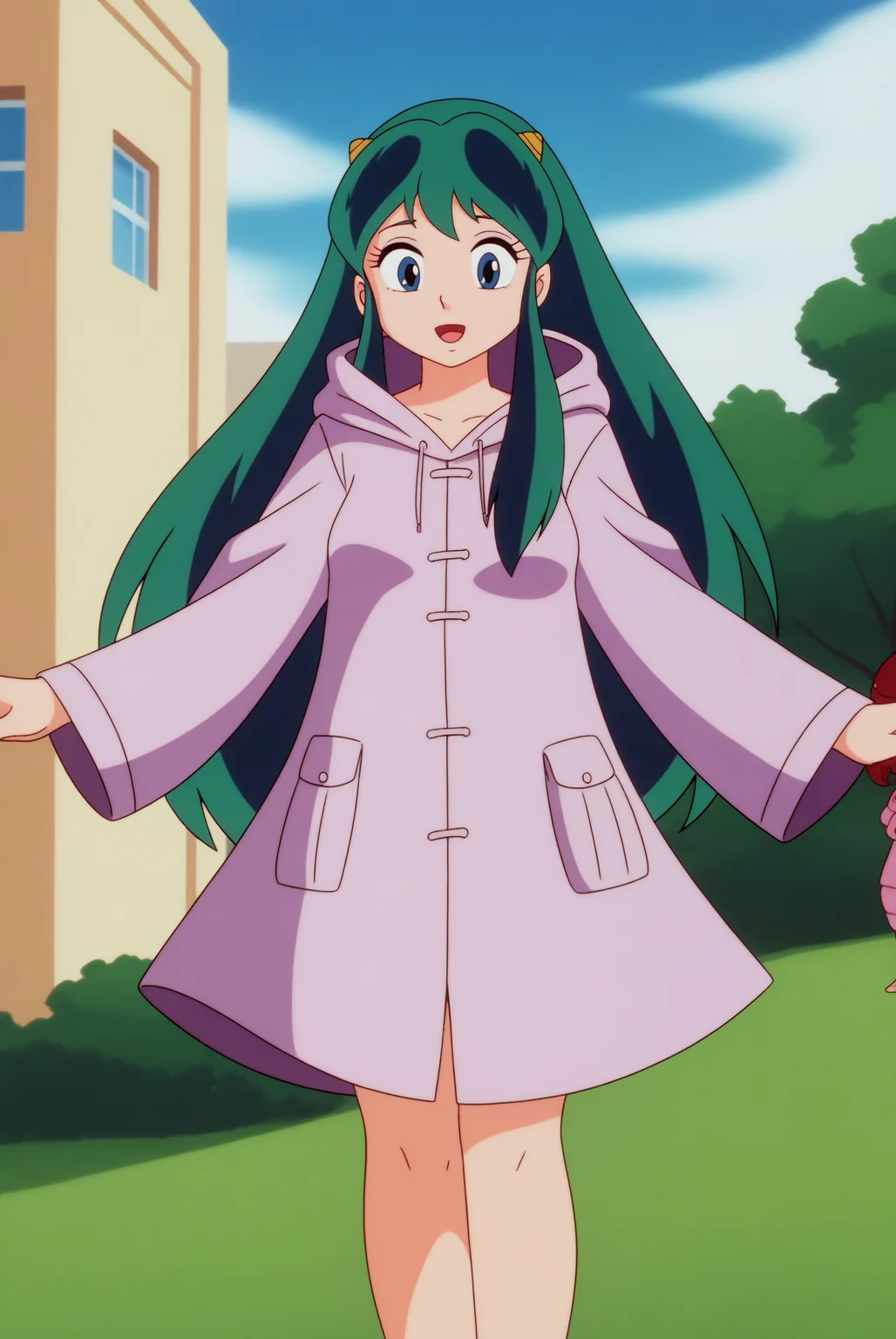 Lum, raincoat <lora:Commission-Urusei_Yatsura_80s-Lum-PDXL:0.8>