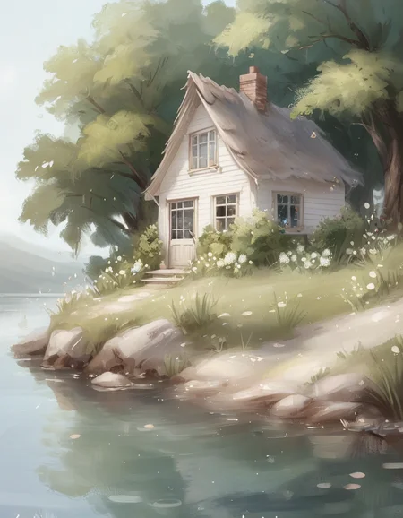 cottage by the water <lora:novuschroma31 style_b3:1> novuschroma31 style