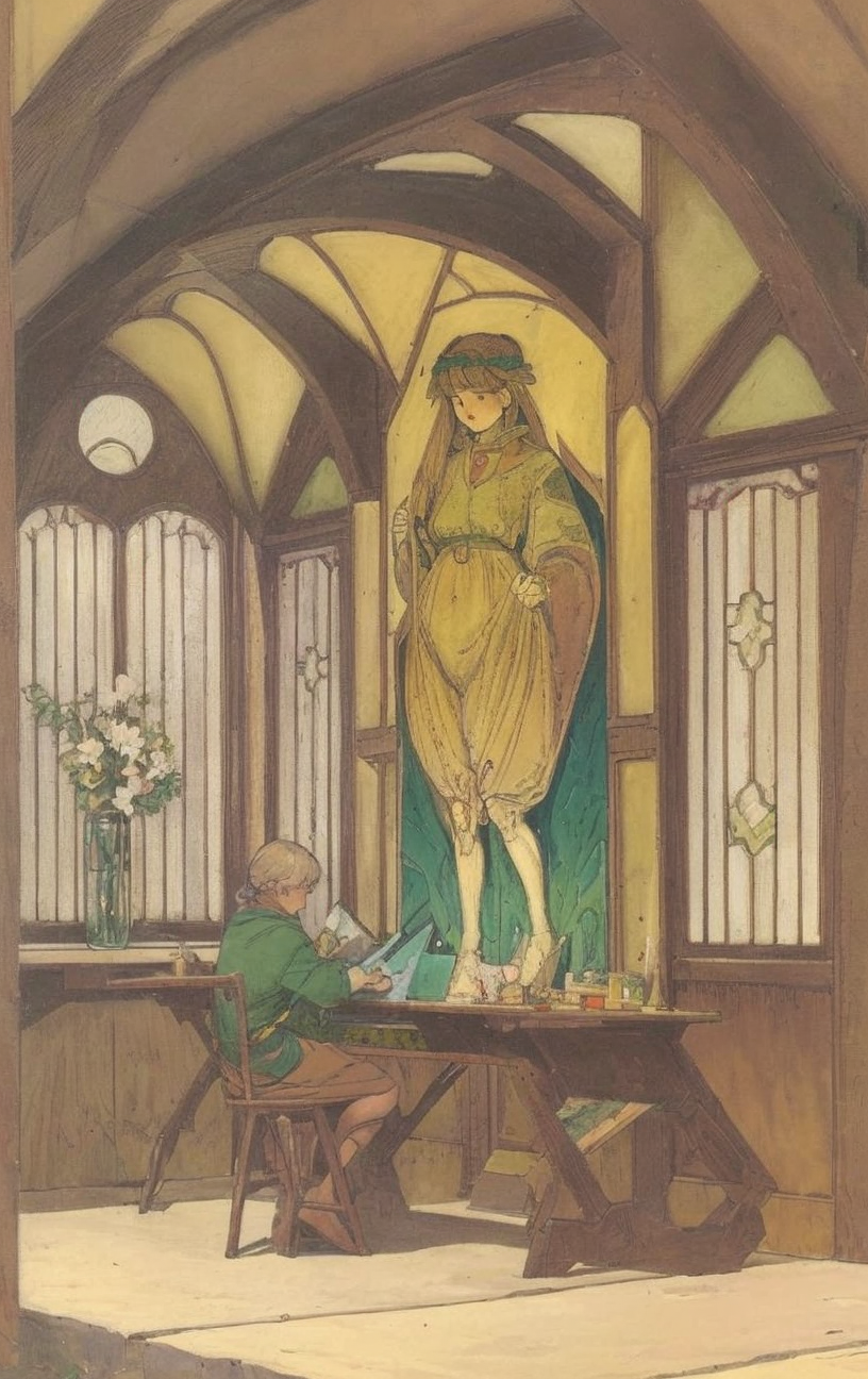 artwork <lora:Moebius:1>, anywhere, Arts and Crafts movement (art style)