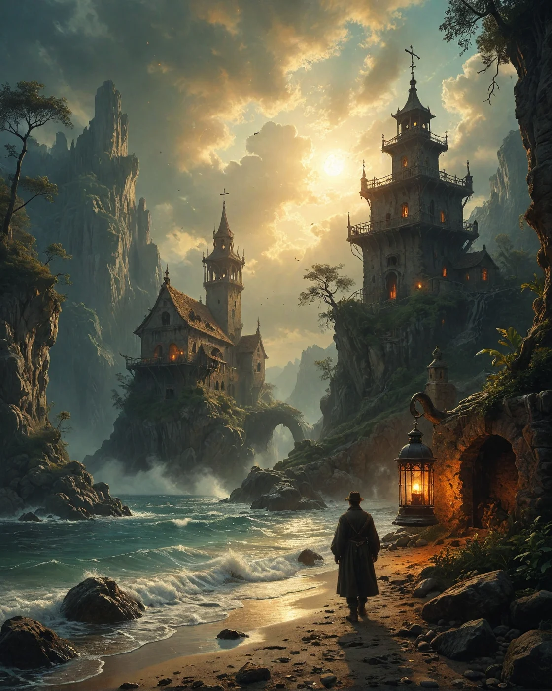 cabin boyholding lantern, Caspar David Friedrich (symbolic coasts), Tropical lagoon with coral sand shallows, cormorant drying wings. coral lime kiln ruins, ,
<lora:tbh102-sdxl:0.3> style of Andreas Achenbach
<lora:sdxl_pirate-v7:0.15> pir4t4
<lora:fr4z3tt4:0.15> fr4z3tt4
<lora:add-detail-xl:0.7>,
<lora:extremely_detailed:0.7> extremely detailed,
<lora:Flux-XL_Scenery:0.15> flux-scenery,
<lora:Flux-style-xl-lora:0.15> flux-style,
<lora:1dkXLP:0.15> 1dk,
8K resolution, ultra-detailed cinematic composition, contemporary concept art style, volumetric magical atmosphere with ethereal glow, rich complementary color palette, vivid gradients and chiaroscuro contrast, dynamic perspective with layered depth of field, inspiring awe-inspiring mood, Unreal Engine 5 render quality, intricate textures, flawless anatomy, rule of thirds composition, luminous highlights, surreal ambiance, award-winning illustration, harmonious balance of light and shadow, photorealistic details, ArtStation trending, chromatic accents, nostalgic futurism, dreamlike serenity, bold creativity, professional finish, sharp focus, ambient background, fascinating dynamic motion,, Baroque art style, dynamic composition, dramatic lighting, rich colors, intricate details, professional-grade execution, captures the grandeur and theatricality of the Baroque period, oil painting art style from Renaissance period, masterful composition, Renaissance mood, renaissance oil painting, brush strokes
