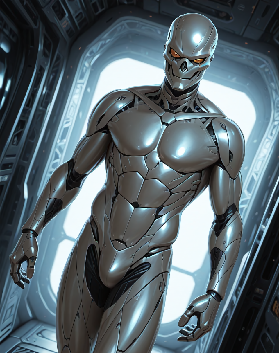 <lora:T_3000_(Terminator)_(Illustrious)_(AD):1> T 3000, muscular, robot, 
((
interior, science fiction, 
dutch angle, dynamic action, male focus, solo, fully armored, villain, sexy male physique, solo, powerful, superiority, 
)),
BREAK: very awe, aesthetically pleasing, masterpiece, best quality, amazing quality, very aesthetic, depth of field, absurd details, depth of field, atmospheric rendering, natural shading, soft shading, 
BREAK: lazympos, lazypos (3),