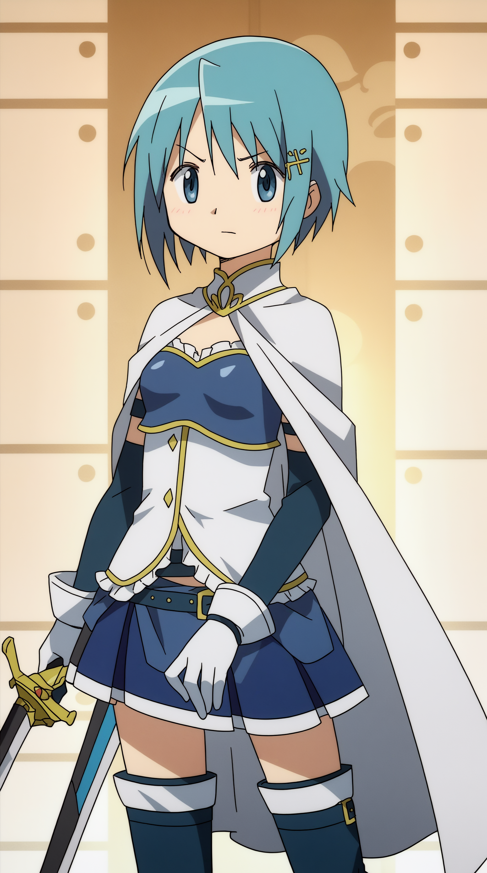 score_9, score_8_up, score_7_up,anime_source, source_anime, best background, detailed background, anime screencap  Sayaka Miki, Magical Girl Outfit, sensitive, solo, weapon, sword  <lora:JN_Sayaka_Miki_Pony:0.8>
