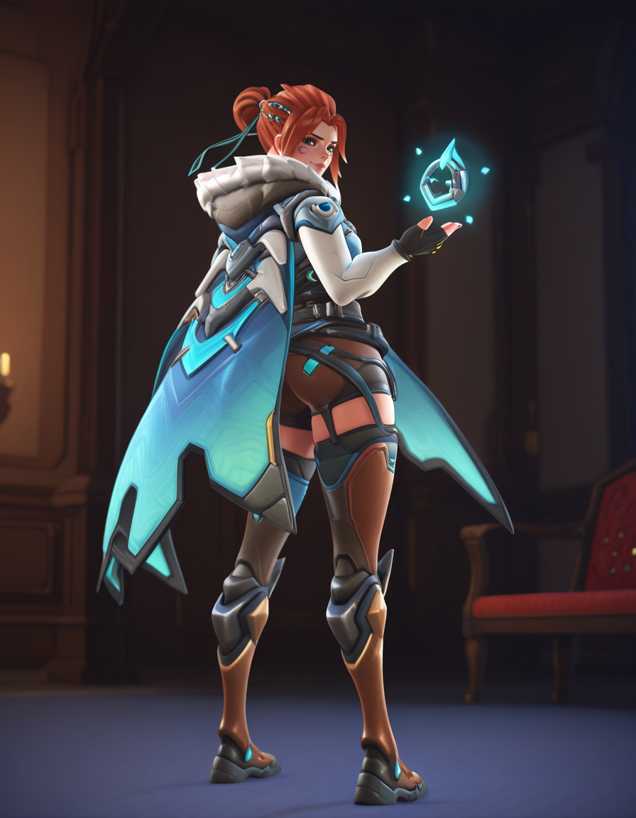 Masterpiece, high-res, 2k, best quality, 3d, solo focus, frejaow, freja (overwatch), fur trimm, cape,  <lora:Freja_Ow_Illus-000043:1> Confidently Standing: Stand tall and proud with your shoulders back and chest out. This pose exudes self-assurance and confidence.