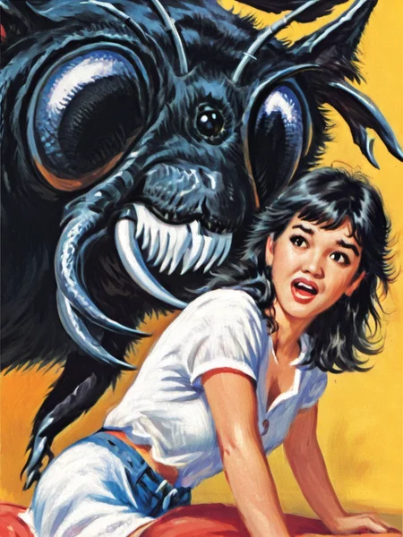 a beautiful solo close-up face portrait of phoebe cates, with long dark hair
<lora:Mars_Attacks_XL_Topps:1>