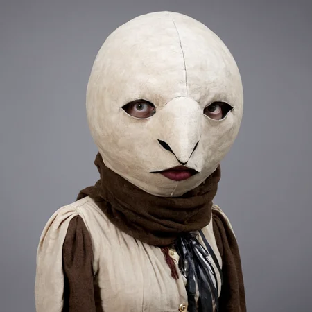 <lora:SDXL_Mask_Sa_May:1> mask, woman in a costume with a large head