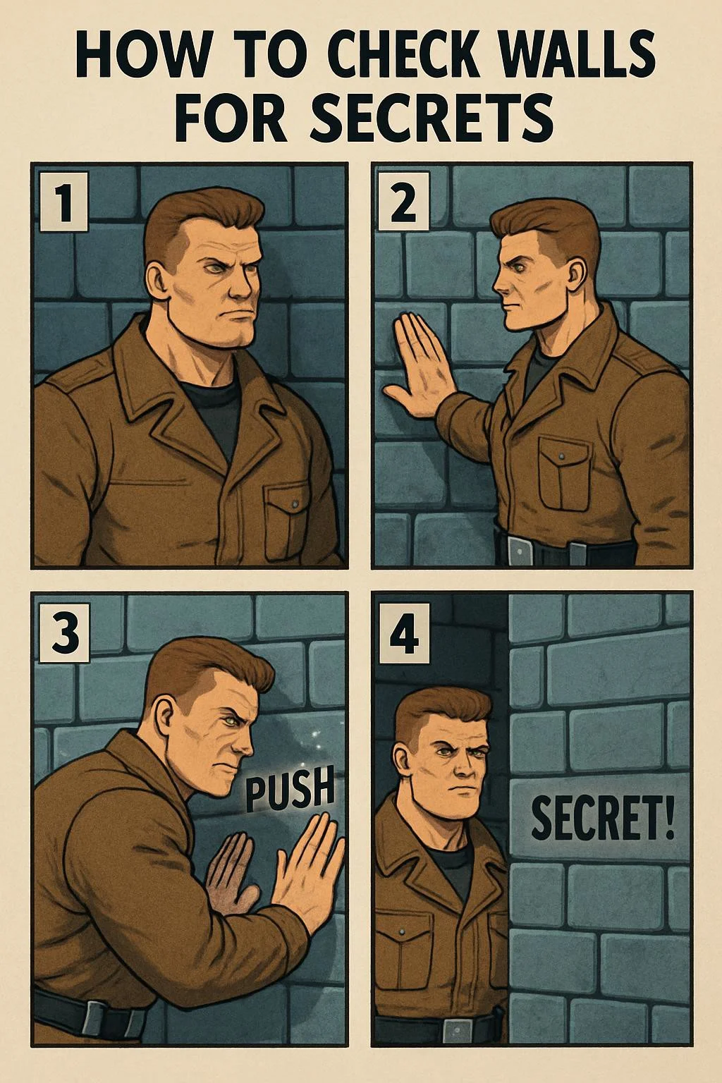 Tutorial for how to check walls for secrets with BJ blaskowicz in Castle Wolfenstein