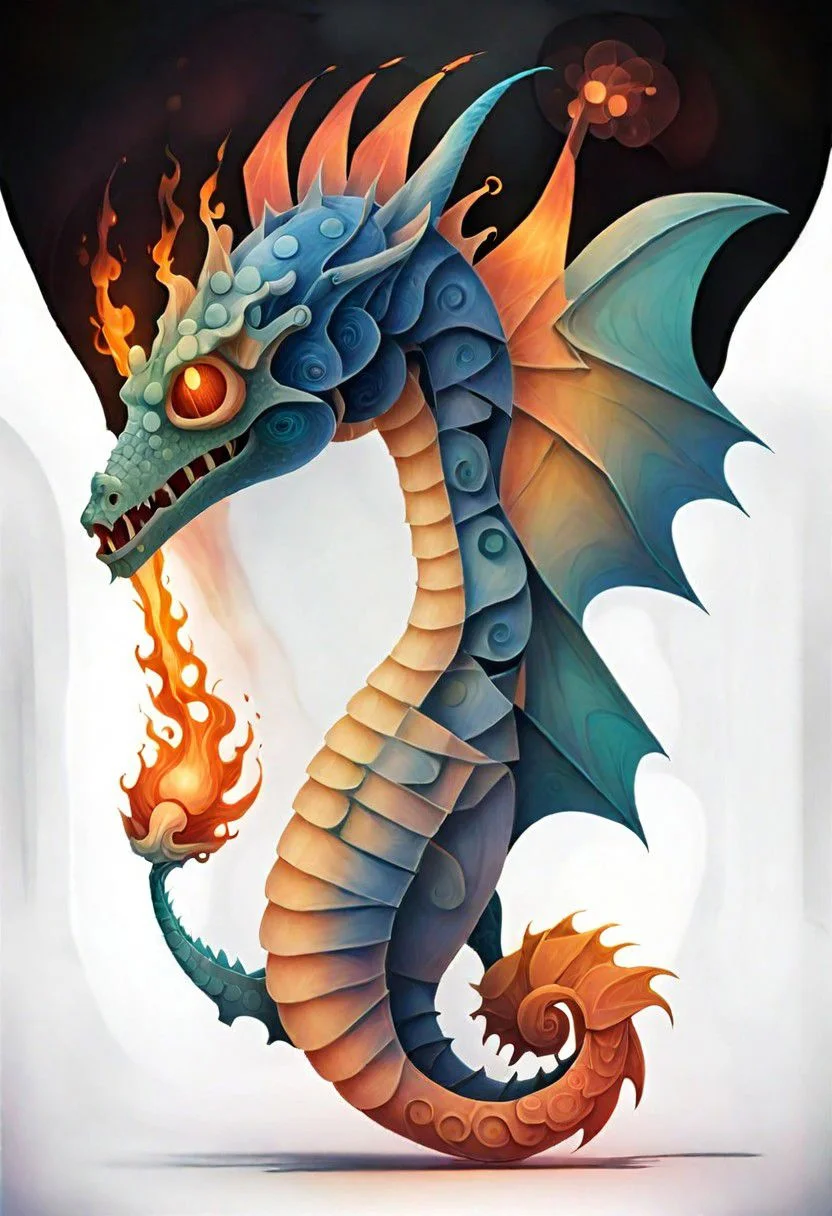 a fire breathing dragon, minimalist