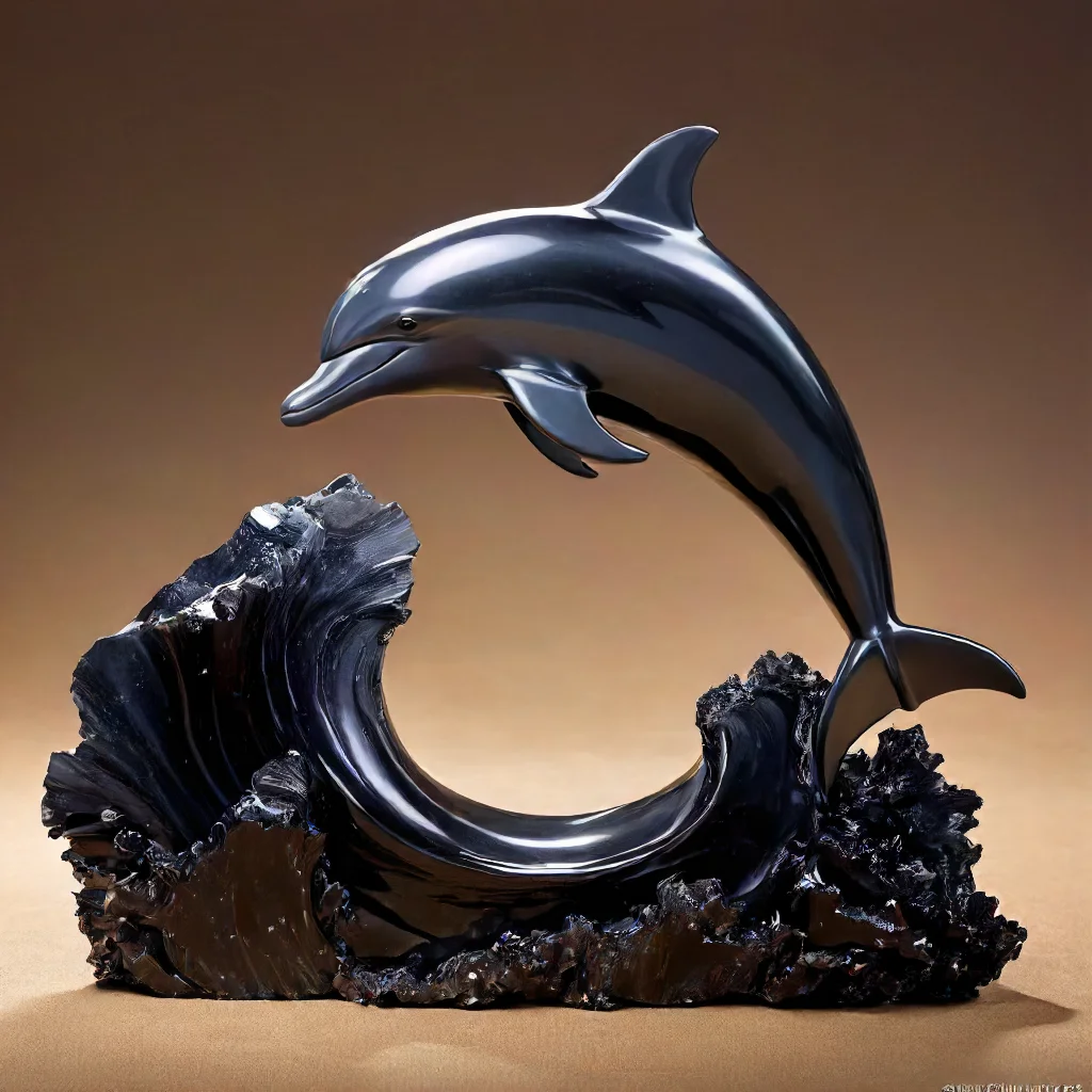 dolphin jumping made out of obsidian <lora:Obsidian SDXL:1>